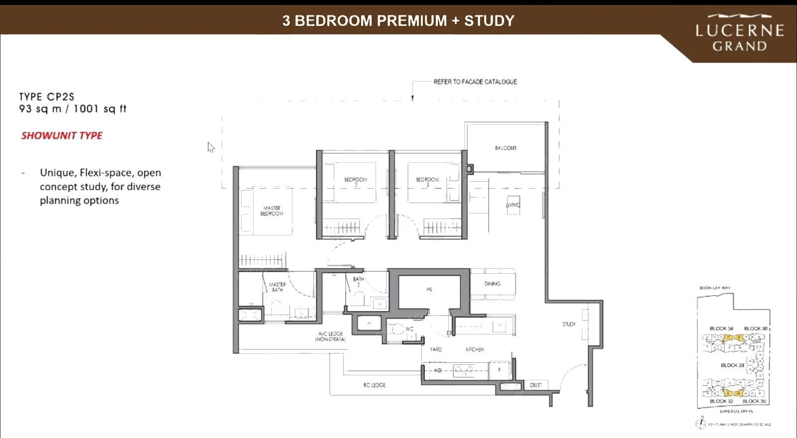 三房 Premium＋书房 · CP2S · 1,001 sqft