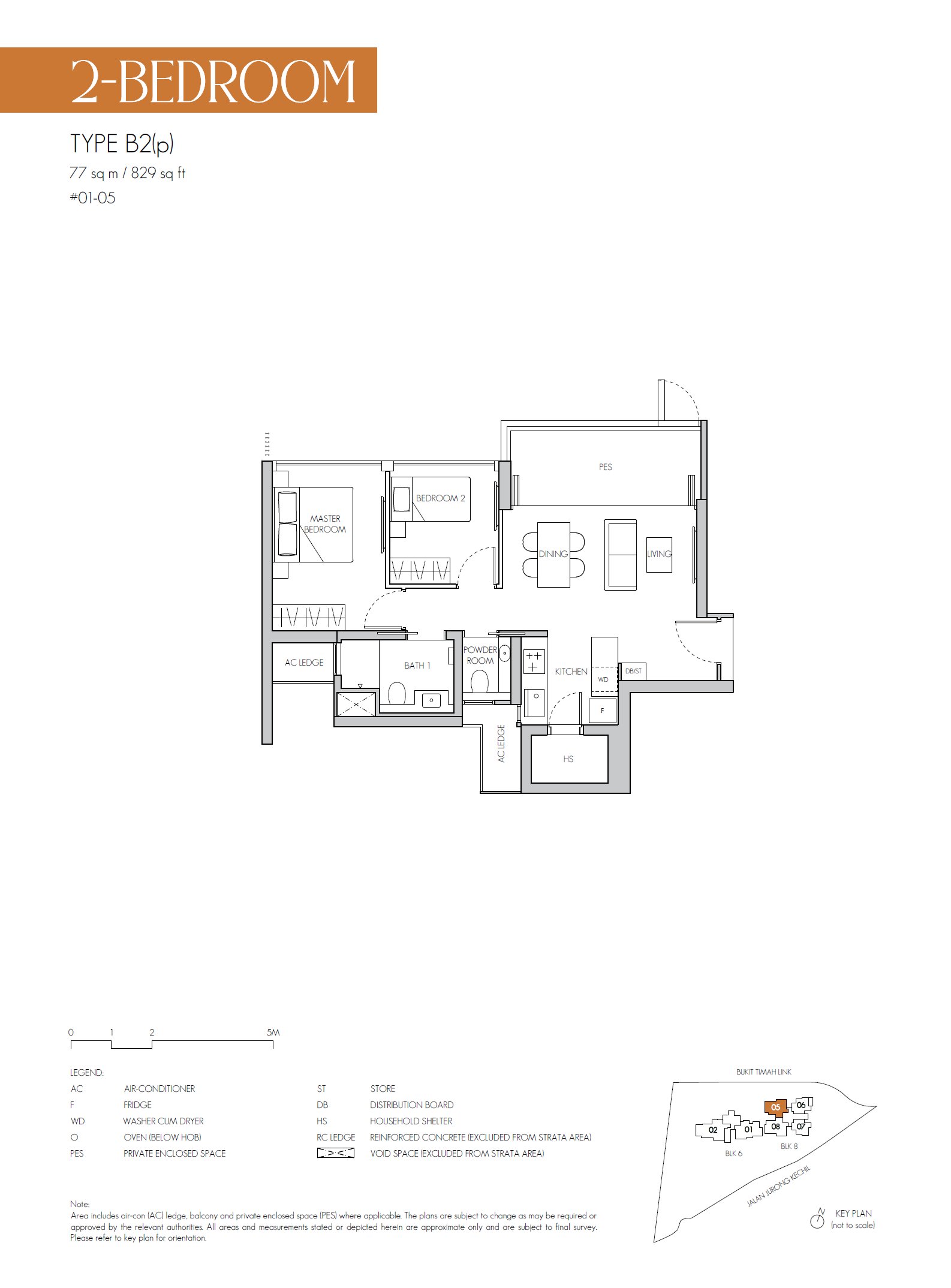 8@BT 武吉知马 #01-05 · 2 Bedroom B2(p) · 77 ㎡