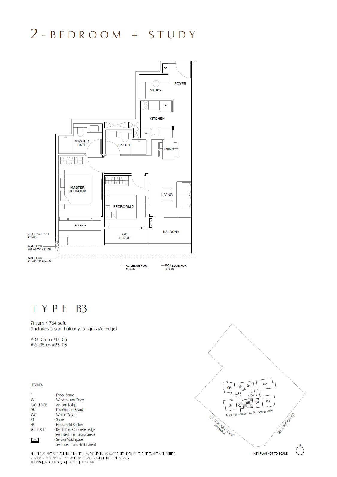 The Arcady 文庆 #23-05 · 2 Bedroom + Study B3 · 71 ㎡