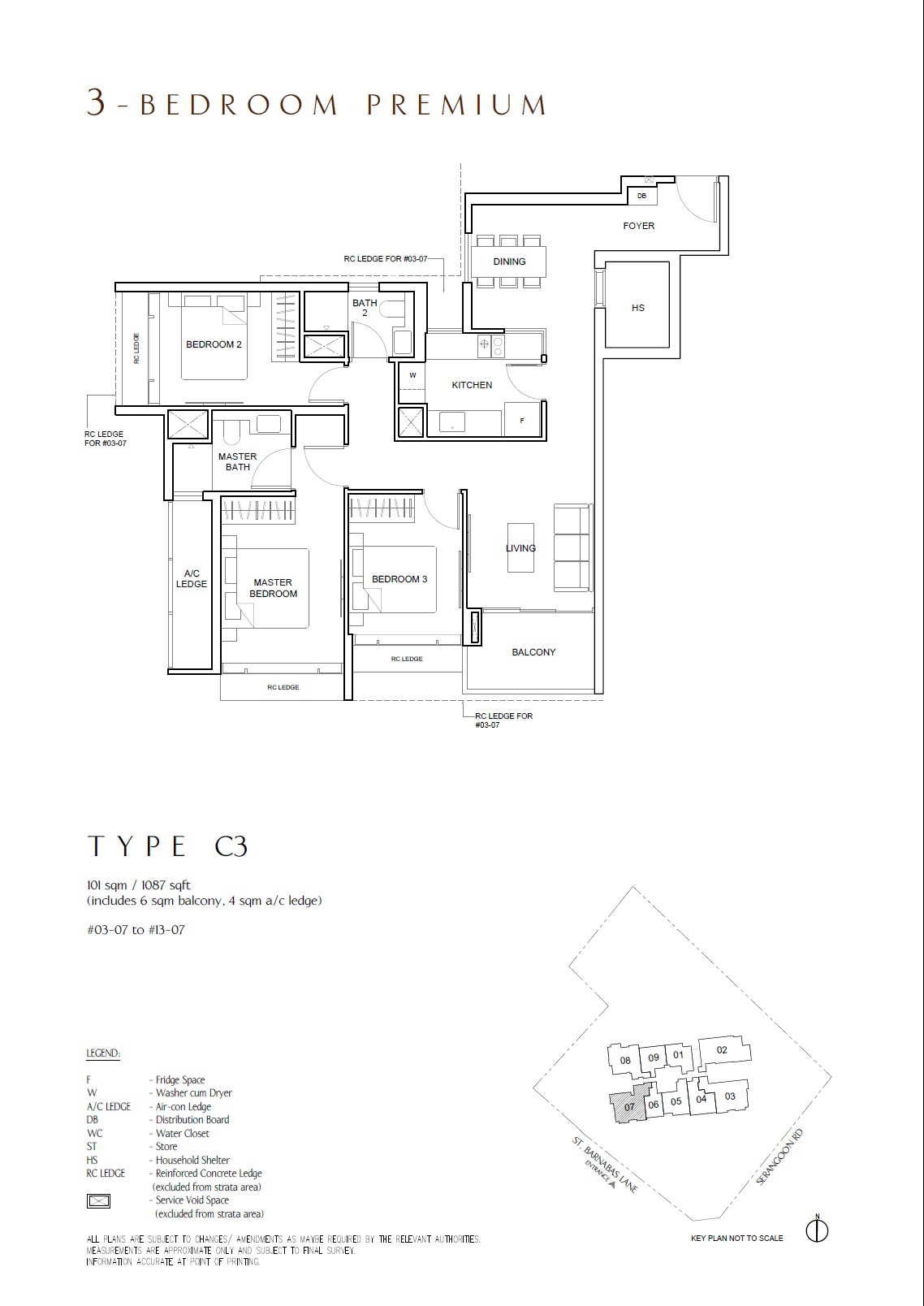 The Arcady 文庆 #13-07 · 3 Bedroom Premium C3 · 101 ㎡