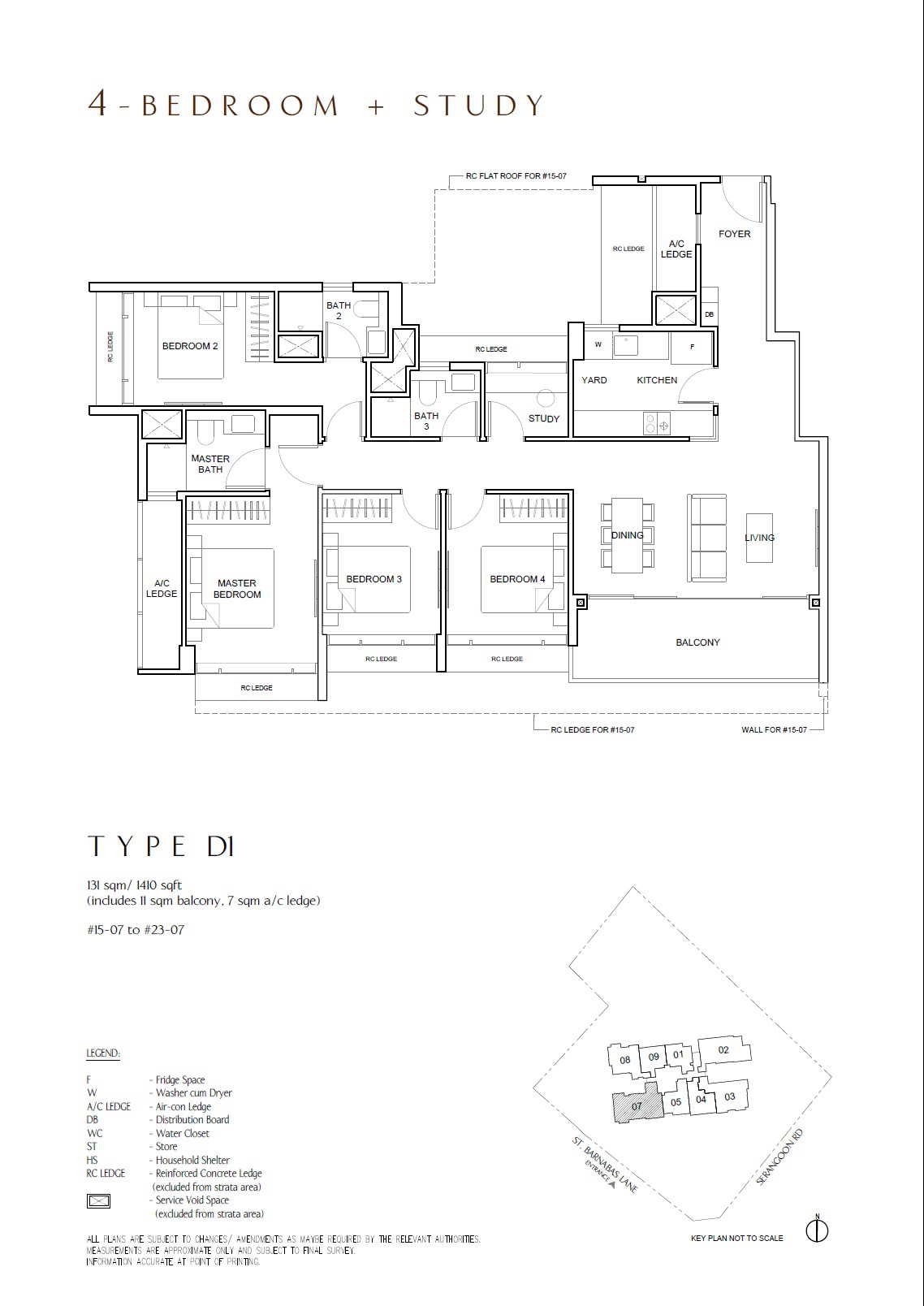 The Arcady 文庆 #20-07 · 4 Bedroom + Study D1 · 131 ㎡