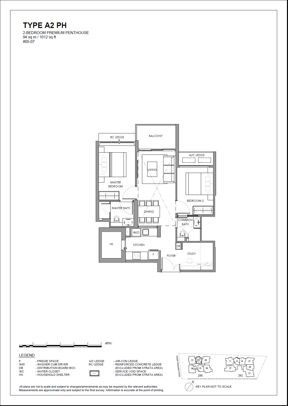 The Hillshore 锦绣山庄 #05-07 · 2 Bedroom Premium Penthouse A2 PH · 94 ㎡