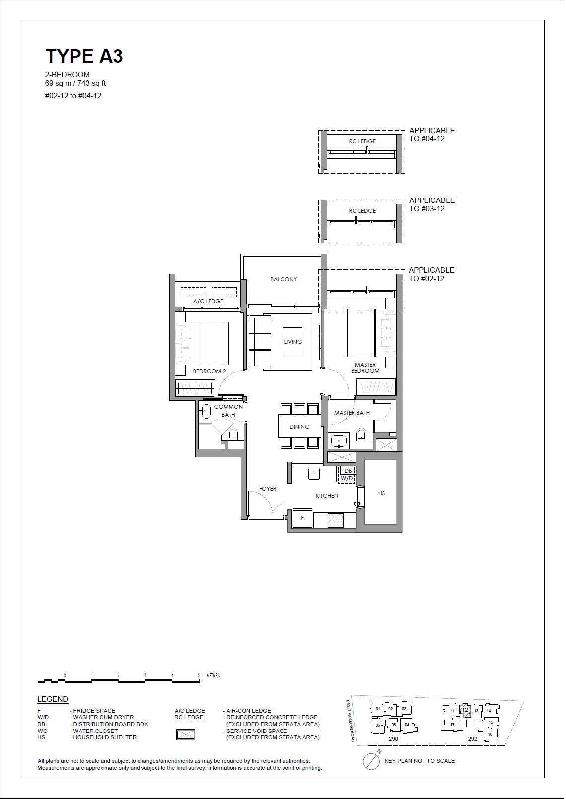 The Hillshore 锦绣山庄 #04-12 · 2 Bedroom A3 · 69 ㎡