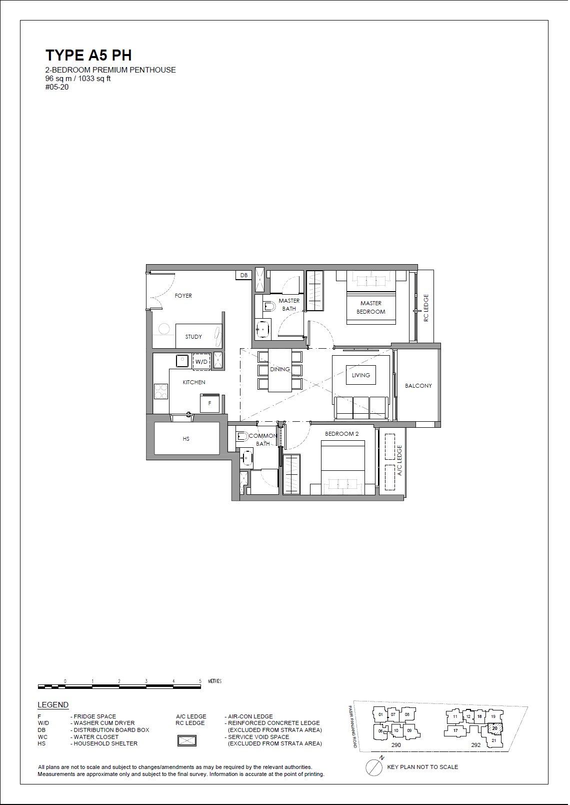 The Hillshore 锦绣山庄 #05-20 · 2 Bedroom Premium Penthouse A5 PH · 96 ㎡
