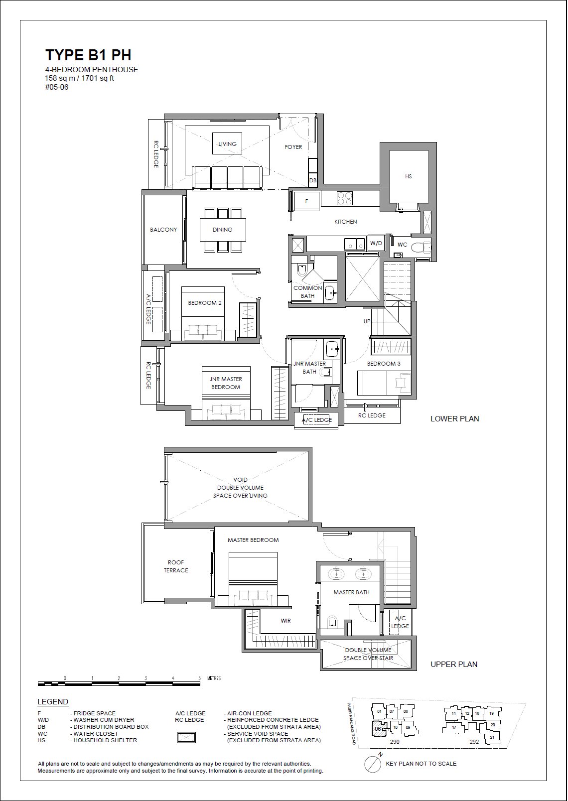 The Hillshore 锦绣山庄 #05-06 · 4 Bedroom Penthouse B1 PH · 158 ㎡