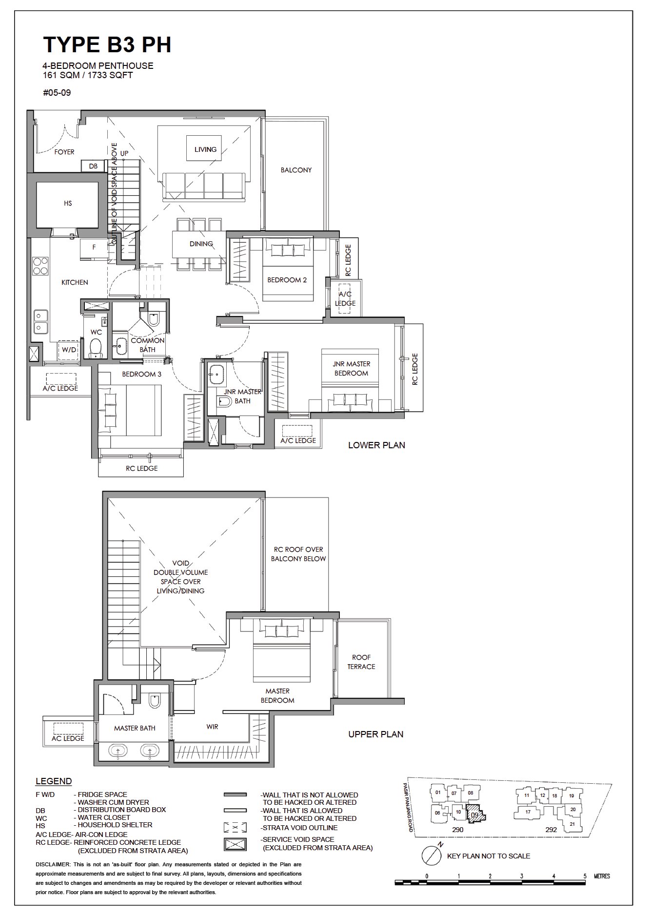 The Hillshore 锦绣山庄 #05-09 · 4 Bedroom Penthouse B3 PH · 161 ㎡