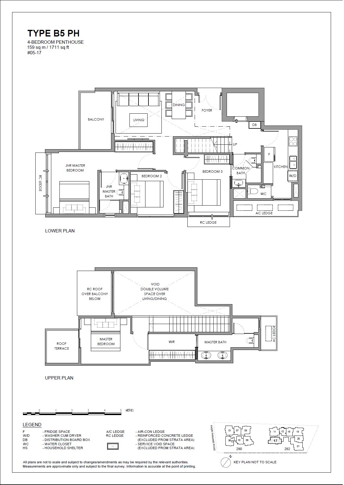 The Hillshore 锦绣山庄 #05-17 · 4 Bedroom Penthouse B5 PH · 159 ㎡