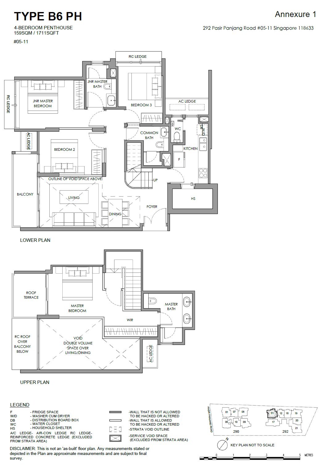 The Hillshore 锦绣山庄 #05-11 · 4 Bedroom Penthouse B6 PH · 159 ㎡