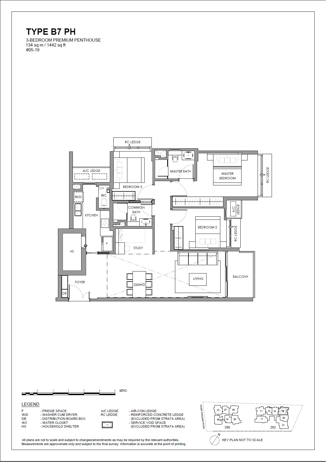 The Hillshore 锦绣山庄 #05-19 · 3 Bedroom Premium Penthouse B7 PH · 134 ㎡