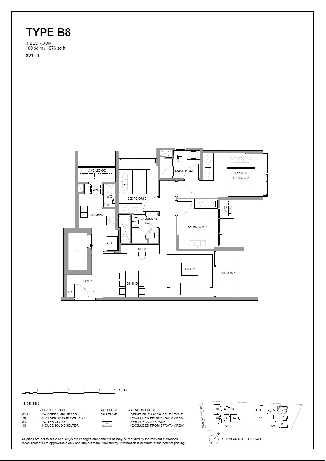 The Hillshore 锦绣山庄 #04-14 · 3 Bedroom B8 · 100 ㎡