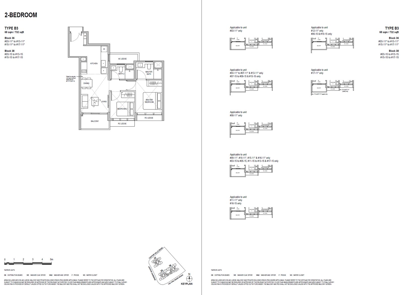 Lentoria 伦多 #17-11 · 2 Bedroom B3 · 68 ㎡