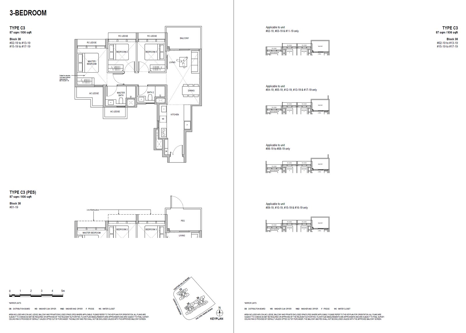 Lentoria 伦多 #01-19 · 3 Bedroom C3(PES) · 87 ㎡