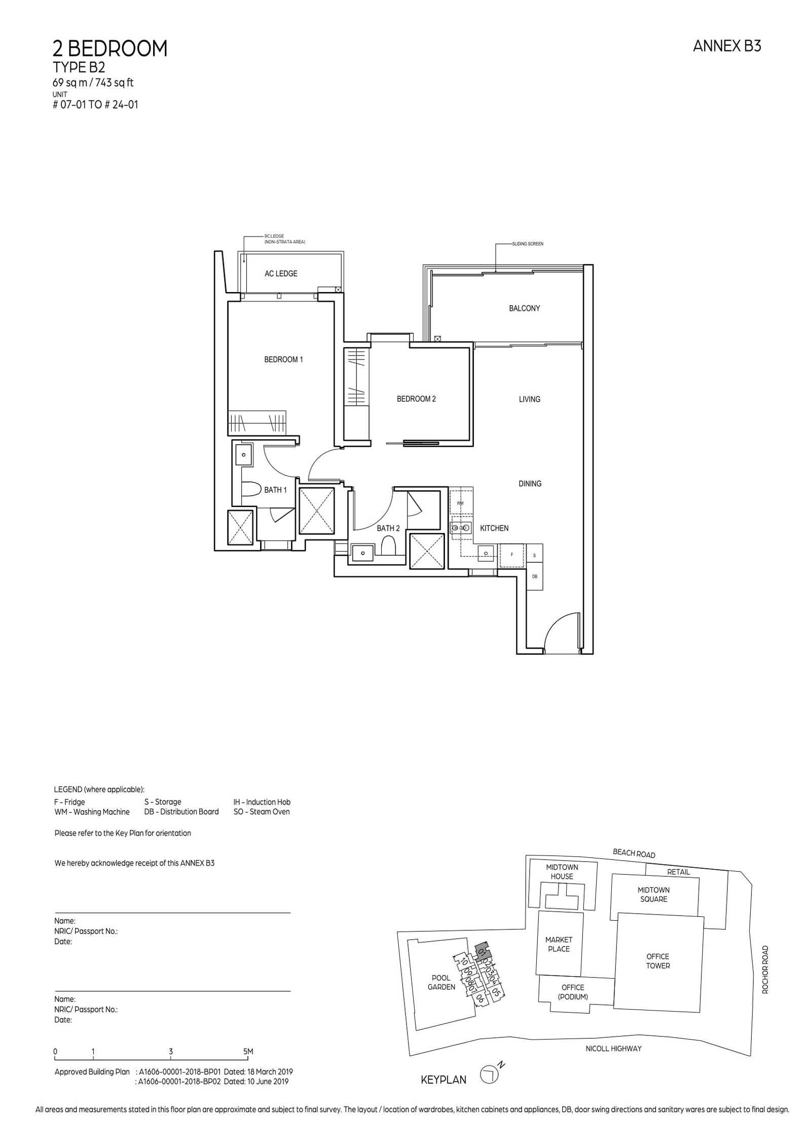 Midtown Bay 滨海名汇 #24-01 · 2 Bedroom B2 · 69 ㎡
