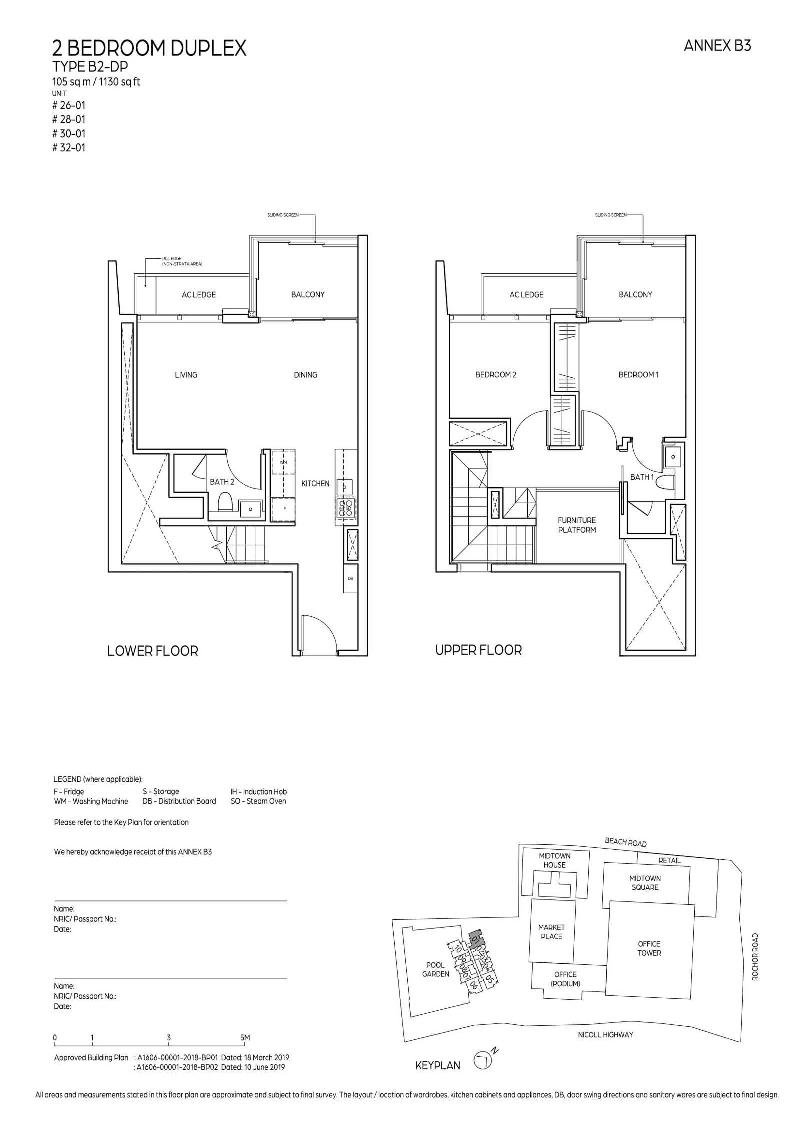 Midtown Bay 滨海名汇 #32-01 · 2 Bedroom Duplex B2-DP · 105 ㎡