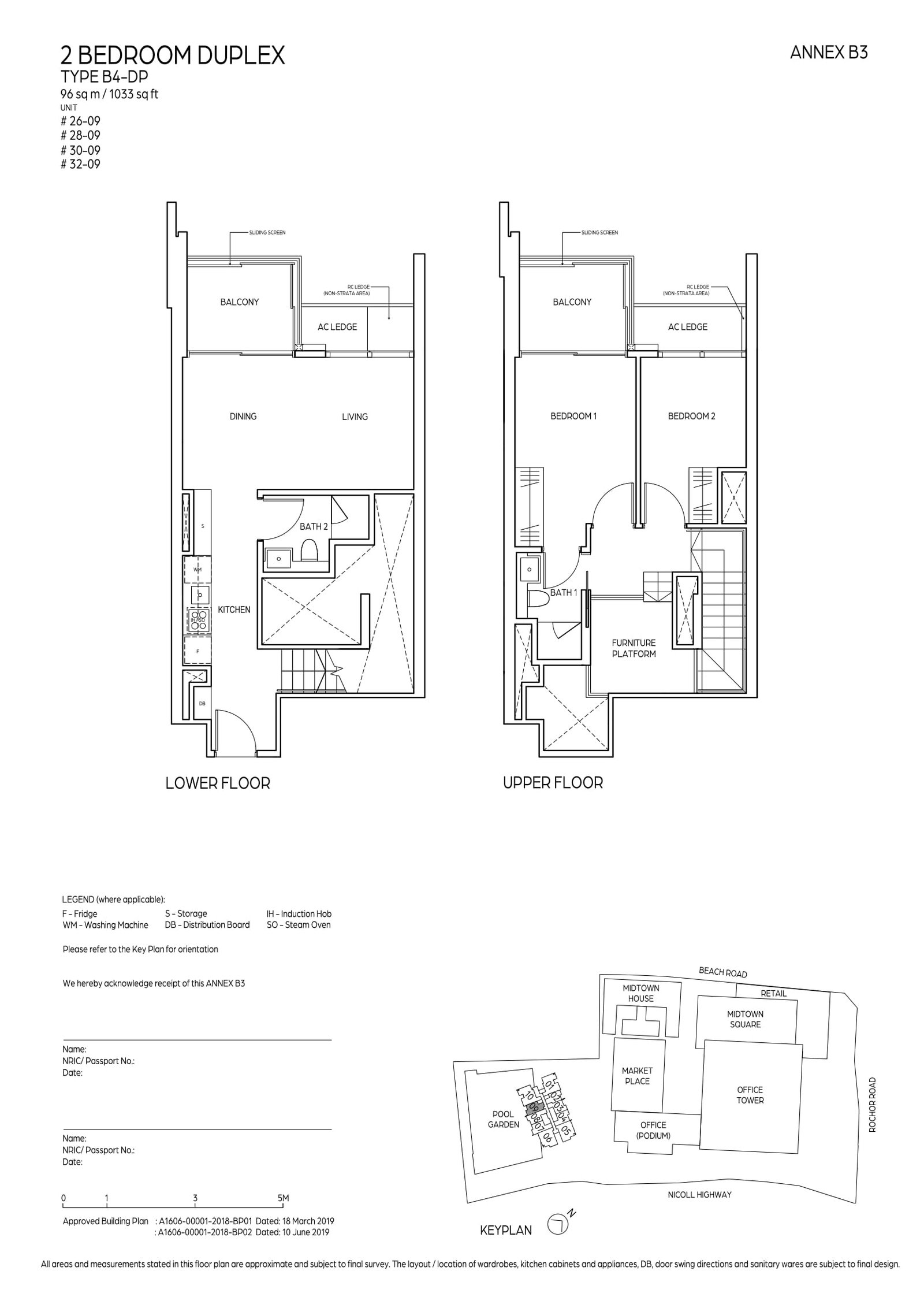 Midtown Bay 滨海名汇 #32-09 · 2 Bedroom Duplex B4-DP · 96 ㎡