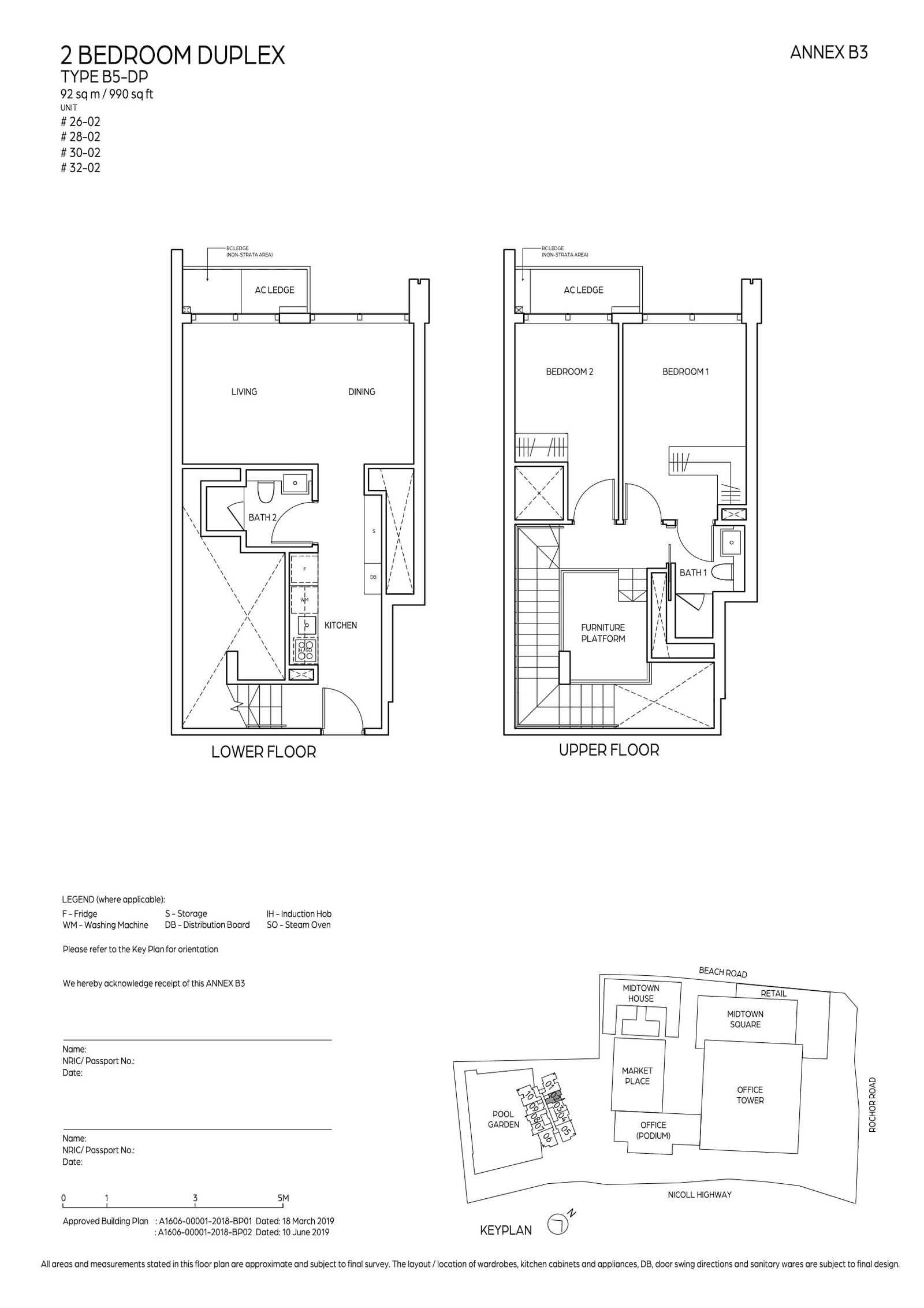 Midtown Bay 滨海名汇 #32-02 · 2 Bedroom Duplex B5-DP · 92 ㎡