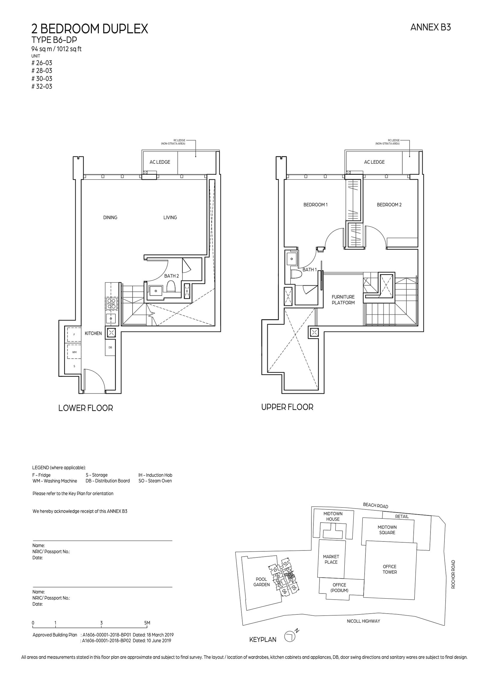 Midtown Bay 滨海名汇 #32-03 · 2 Bedroom Duplex B6-DP · 94 ㎡