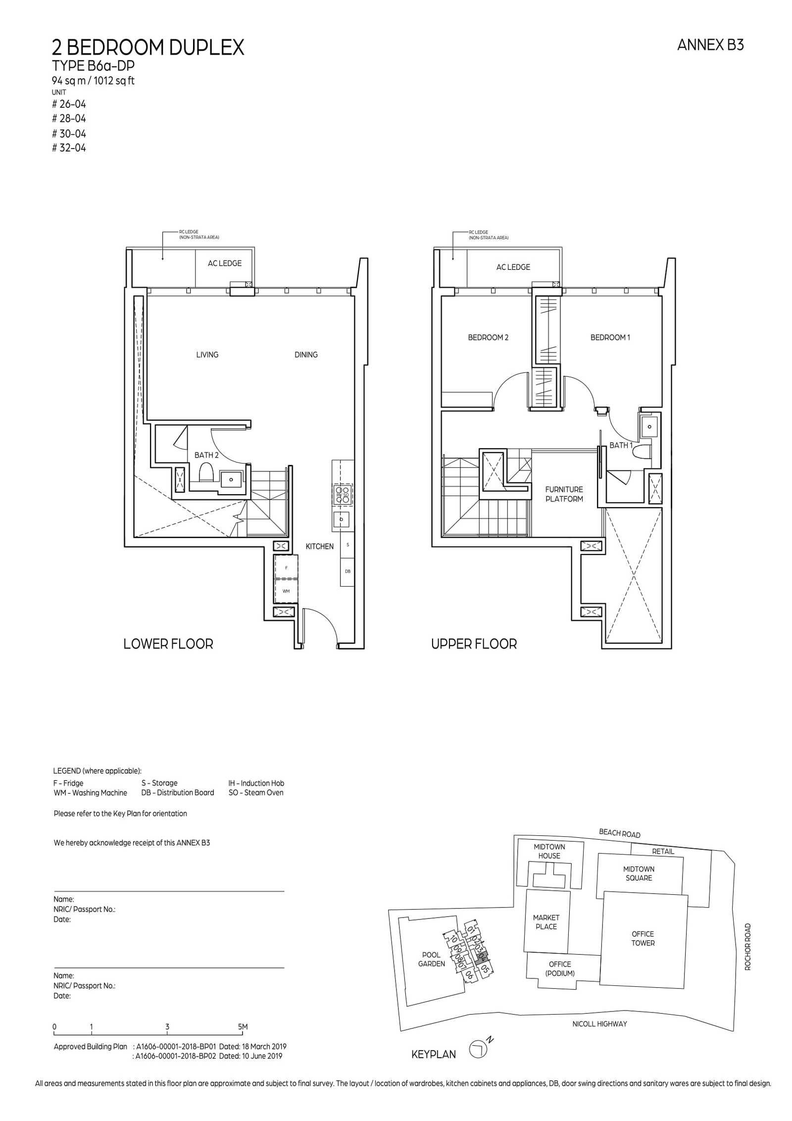 Midtown Bay 滨海名汇 #32-04 · 2 Bedroom Duplex B6a-DP · 94 ㎡