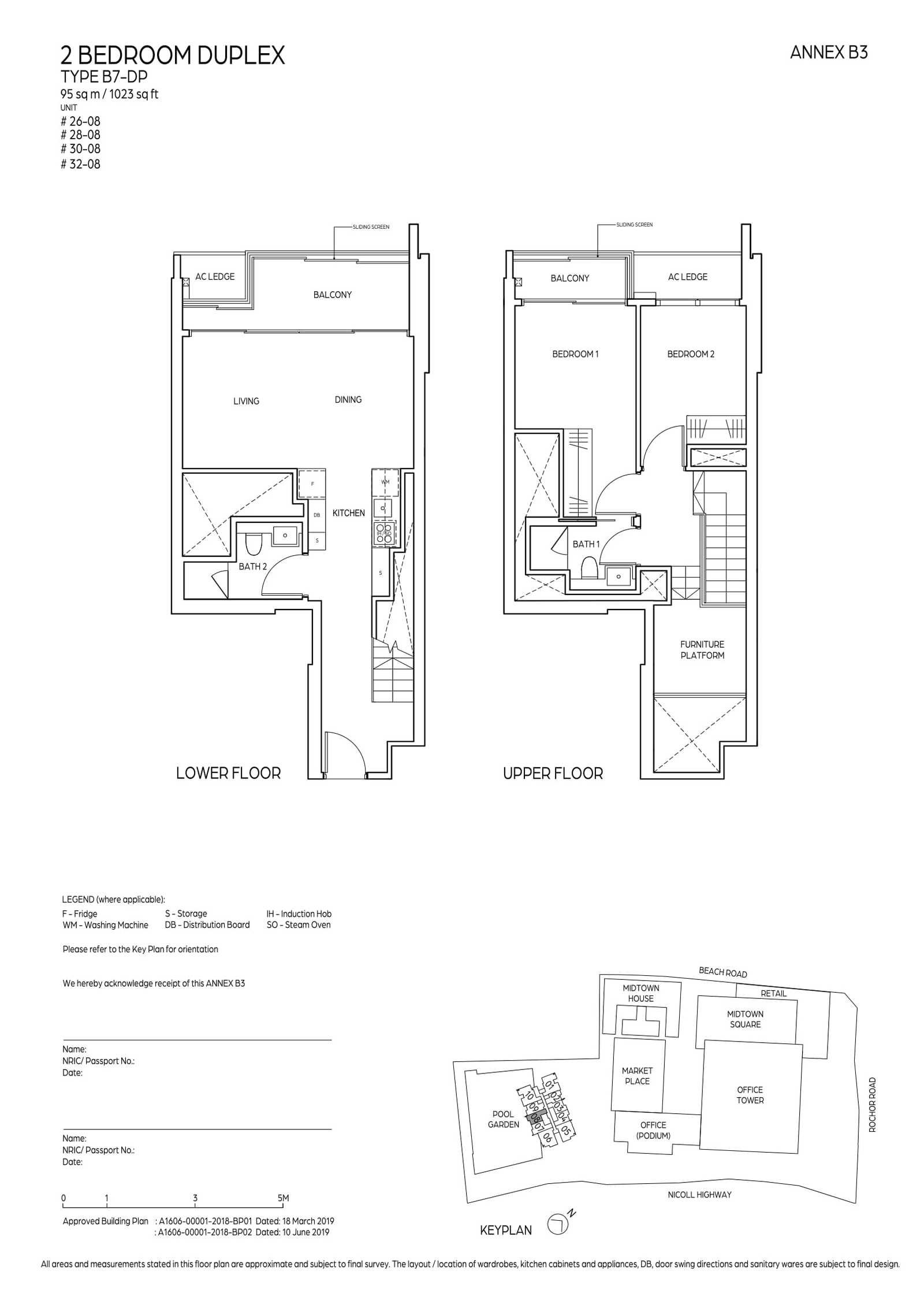 Midtown Bay 滨海名汇 #32-08 · 2 Bedroom Duplex B7-DP · 95 ㎡