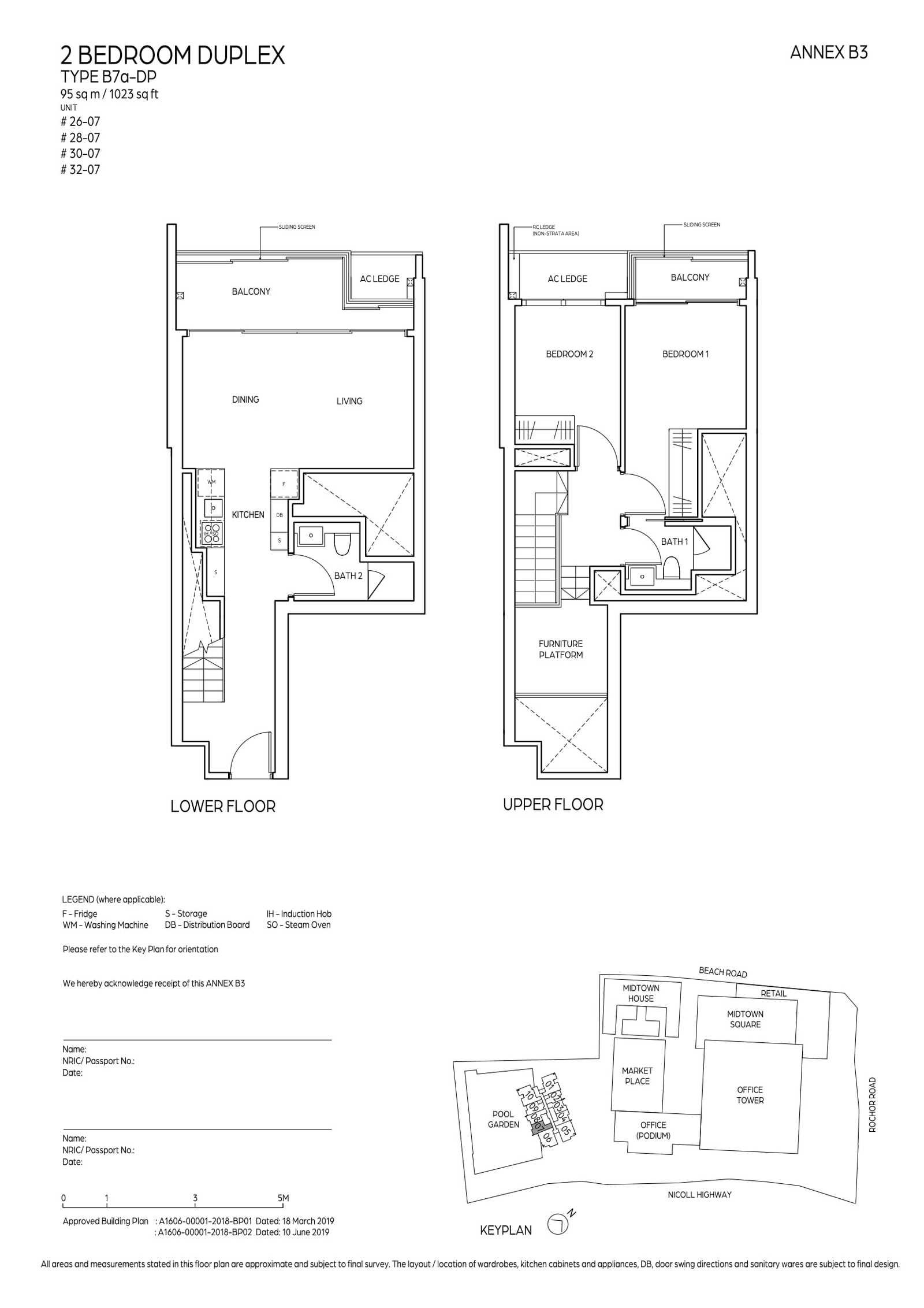 Midtown Bay 滨海名汇 #32-07 · 2 Bedroom Duplex B7a-DP · 95 ㎡